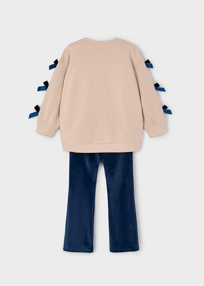 Conjunto legging y sudadera lazos azul