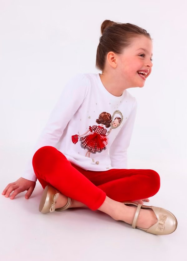 conjunto rojo mayoral, leggins rojo terciopelo