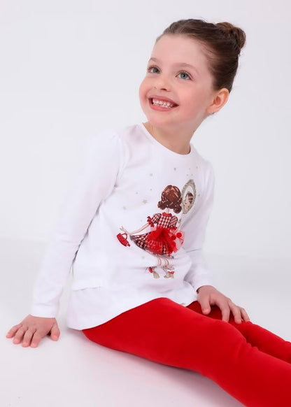 conjunto rojo mayoral, leggins rojo terciopelo