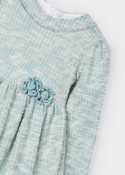 vestido jade manga larga, 2 flores