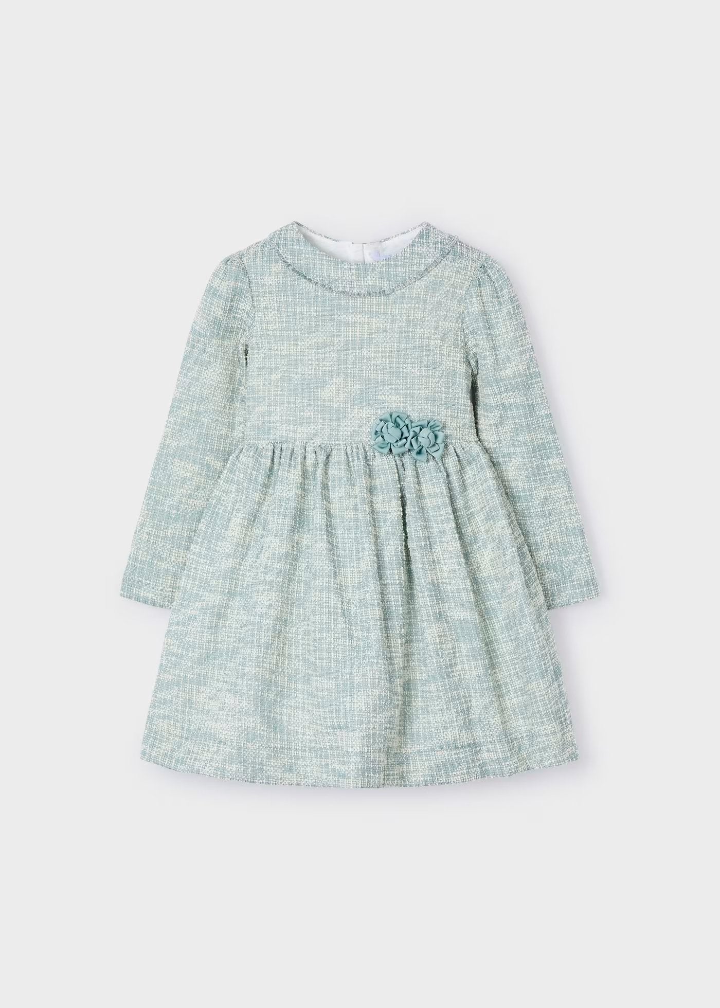 vestido jade manga larga, 2 flores