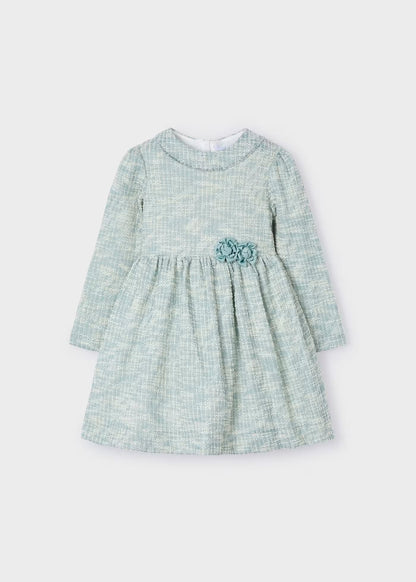 vestido jade manga larga, 2 flores