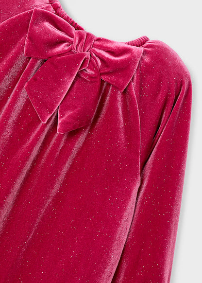 Vestido terciopelo brillo cereza