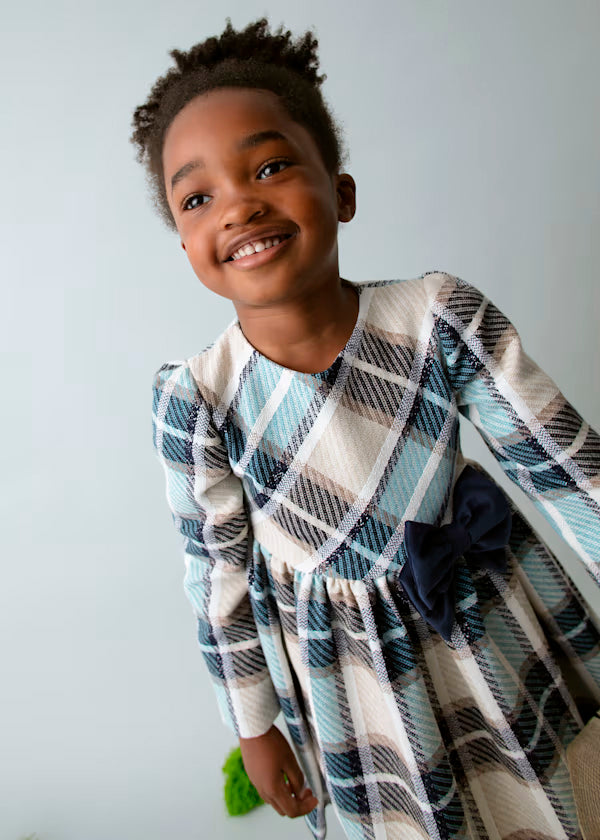 Vestido cuadros azul terciopelo