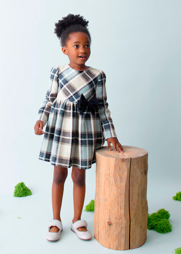 Vestido cuadros azul terciopelo
