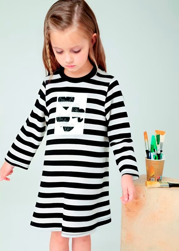 vestido a rayas, manga larga.