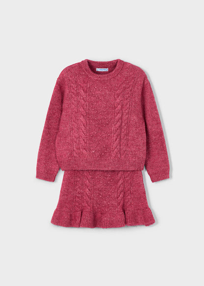 Conjunto falda y jersey cereza