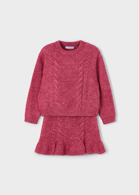 Conjunto falda y jersey cereza