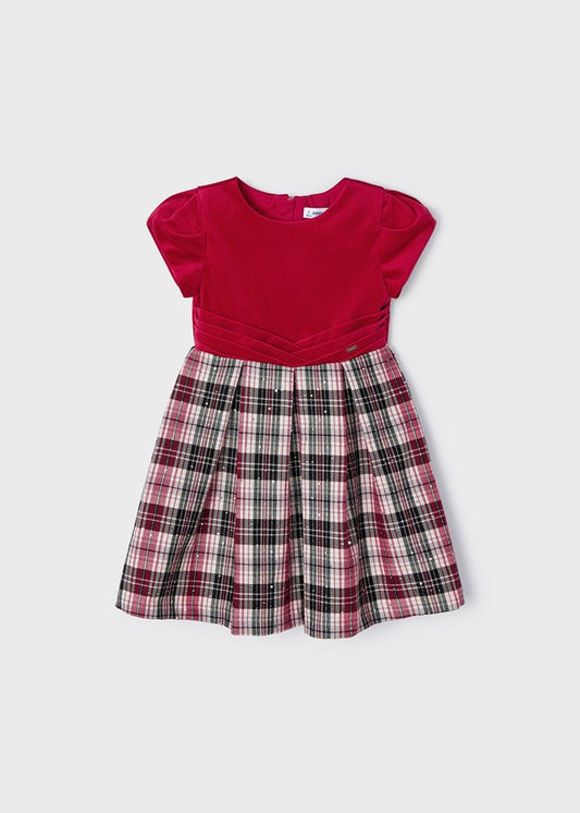 vestido combinado a cuadros