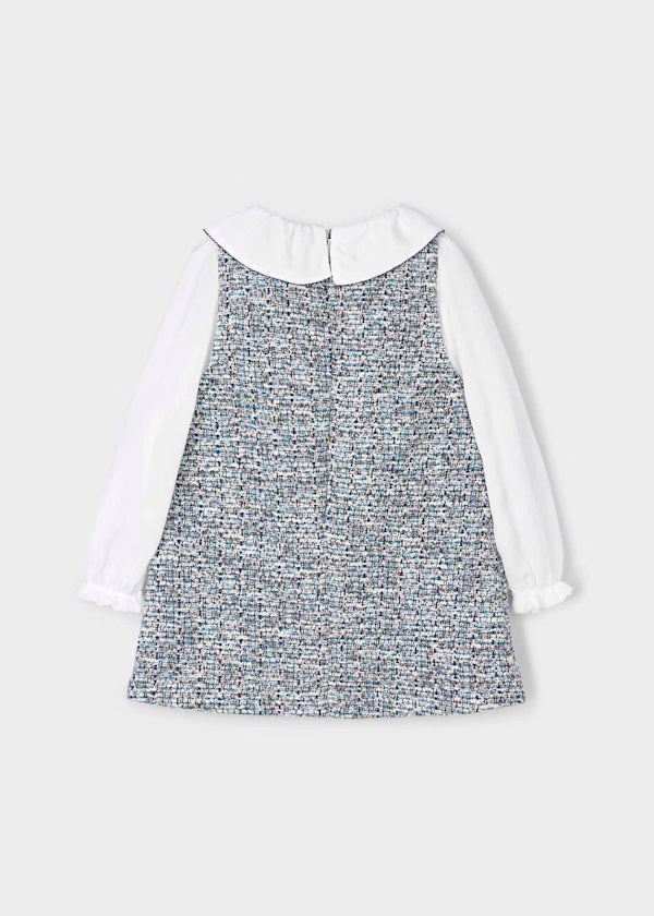 Vestido de manga larga para niña con puños elásticos en el interior azul océano
