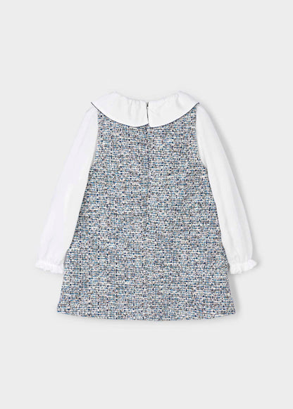 Vestido de manga larga para niña con puños elásticos en el interior azul océano
