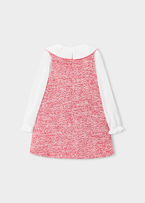 Vestido de manga larga para niña con puños elásticos en el interior cereza