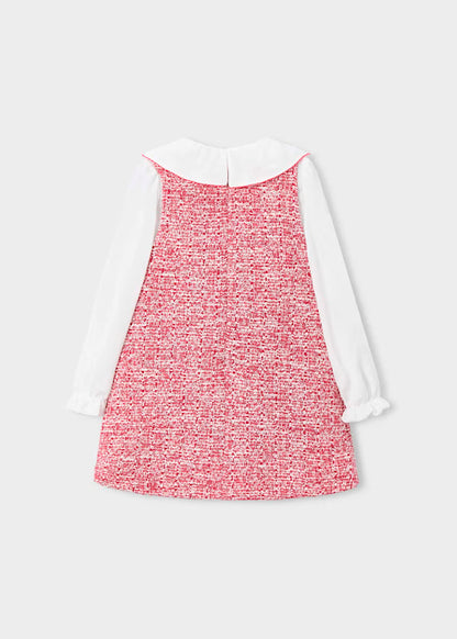 Vestido de manga larga para niña con puños elásticos en el interior cereza