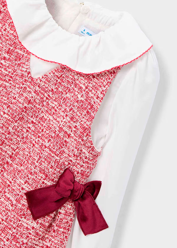 Vestido de manga larga para niña con puños elásticos en el interior cereza