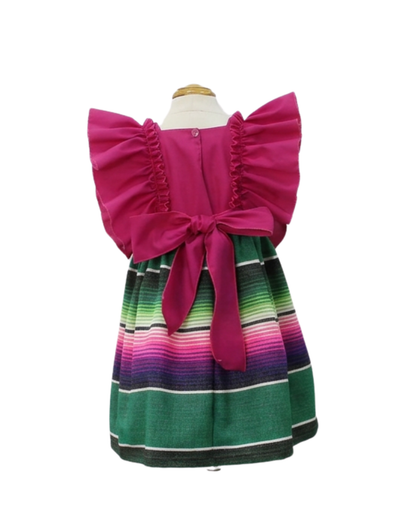 VESTIDO ADELITA TIPICO PATRIO SALTILLO PETO ROSA PURPURA