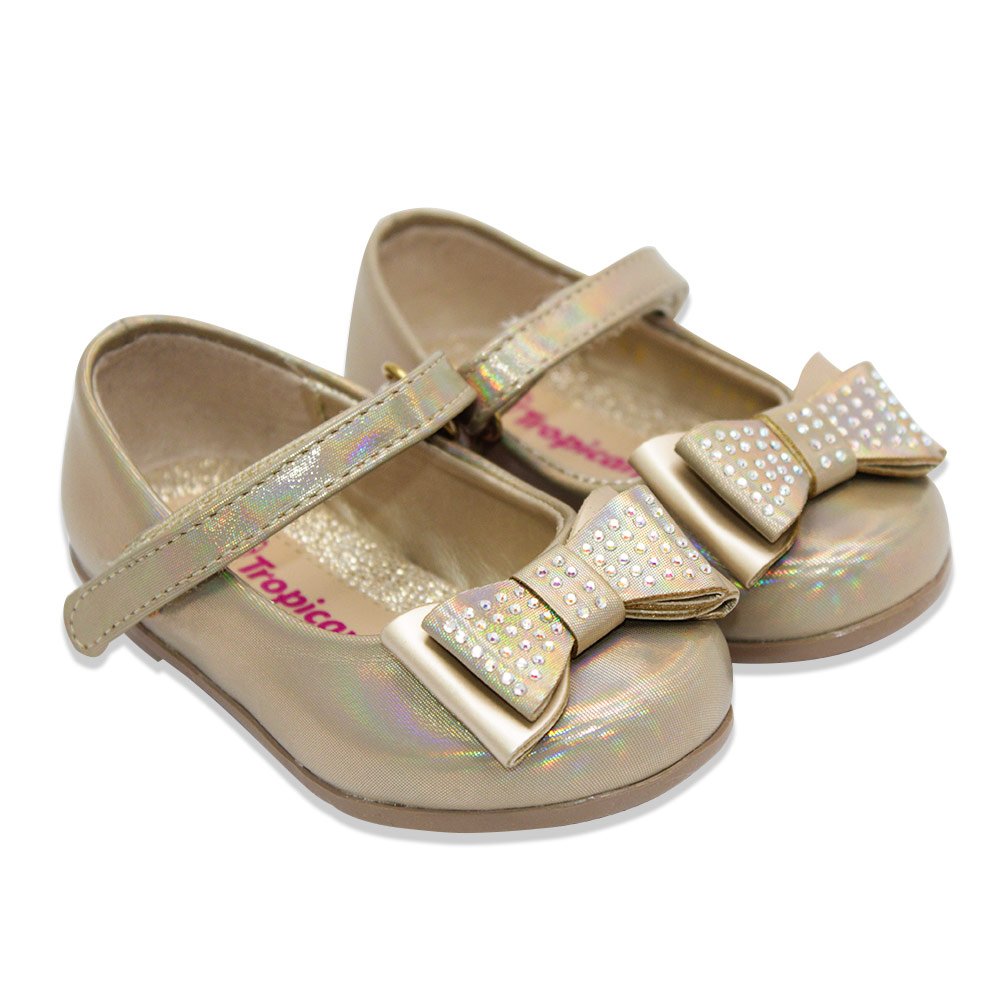 zapato oro glitter velcro para niña