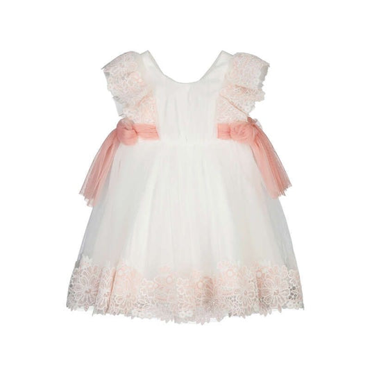 Vestido  Guipur Color Nata Encaje Rosa para Bebé
