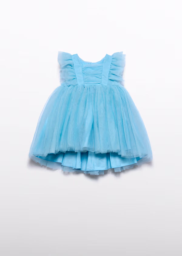 Vestido Tul Volantes Azul Celeste