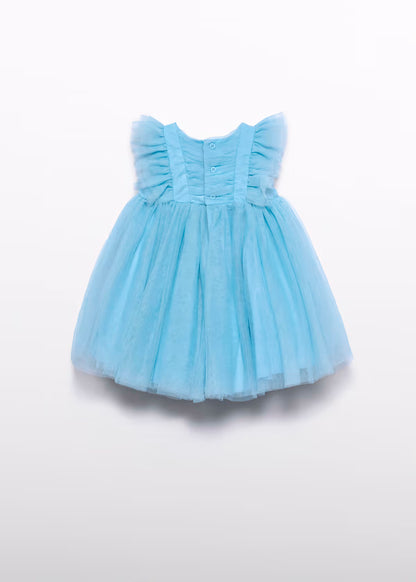 Vestido Tul Volantes Azul Celeste