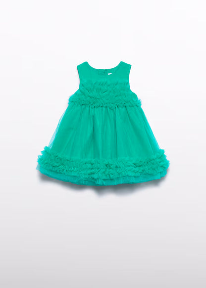 Vestido Tul Volantes Verde jade
