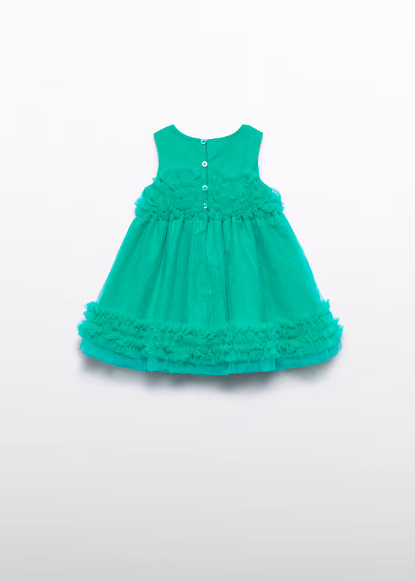 Vestido Tul Volantes Verde jade