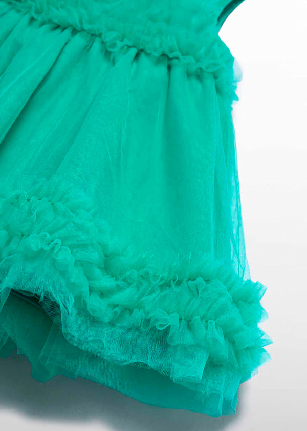 Vestido Tul Volantes Verde jade