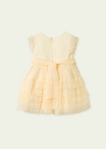 vestido olanes color crudo cinto guipur