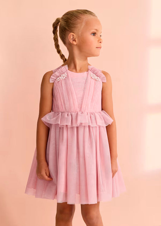 Vestido Tul Brillo Rosa