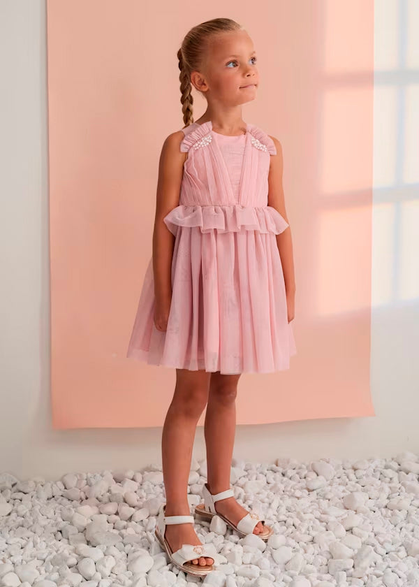 Vestido Tul Brillo Rosa