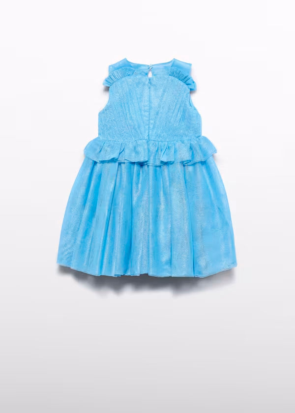 Vestido Tul Brillo Celeste