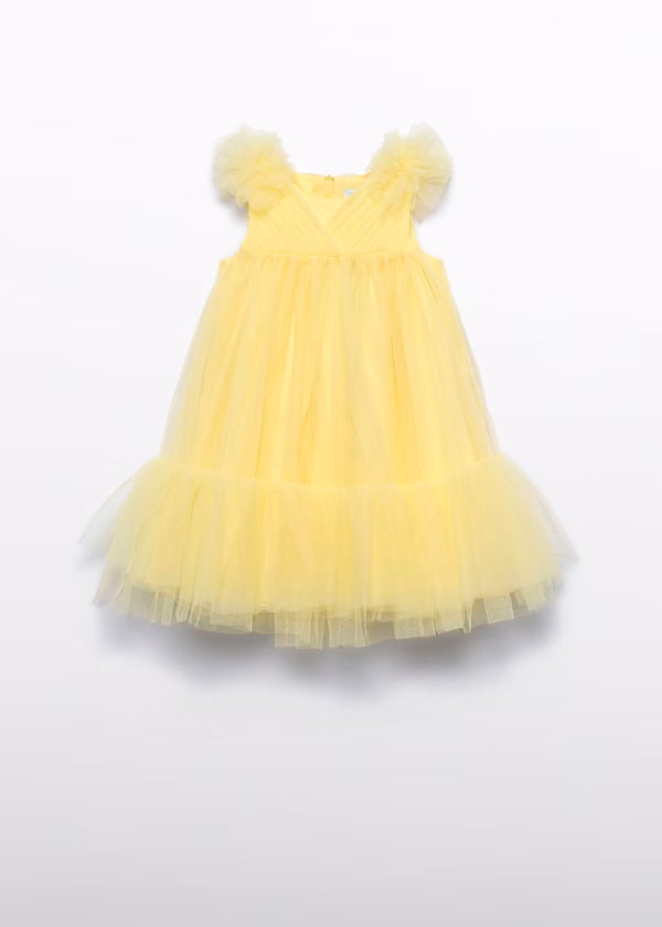 Vestido Tul Volantes Amarillo