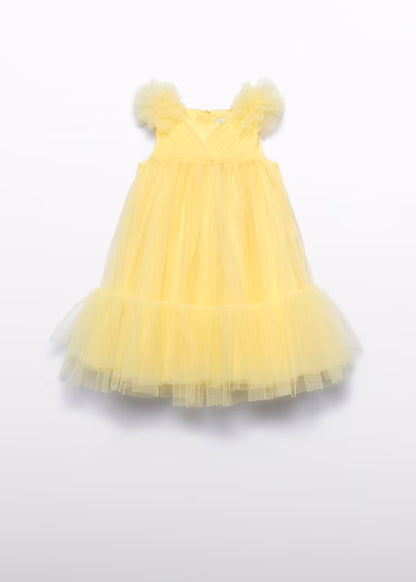 Vestido Tul Volantes Amarillo