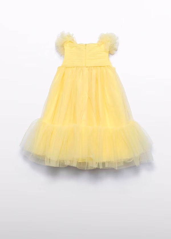 Vestido Tul Volantes Amarillo