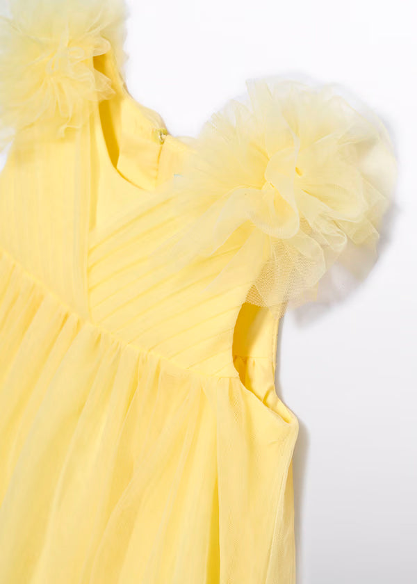 Vestido Tul Volantes Amarillo