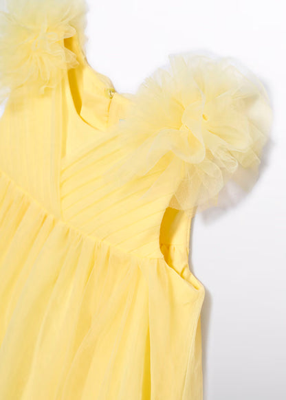 Vestido Tul Volantes Amarillo
