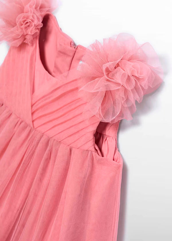 Vestido Tul Volantes Orquidea