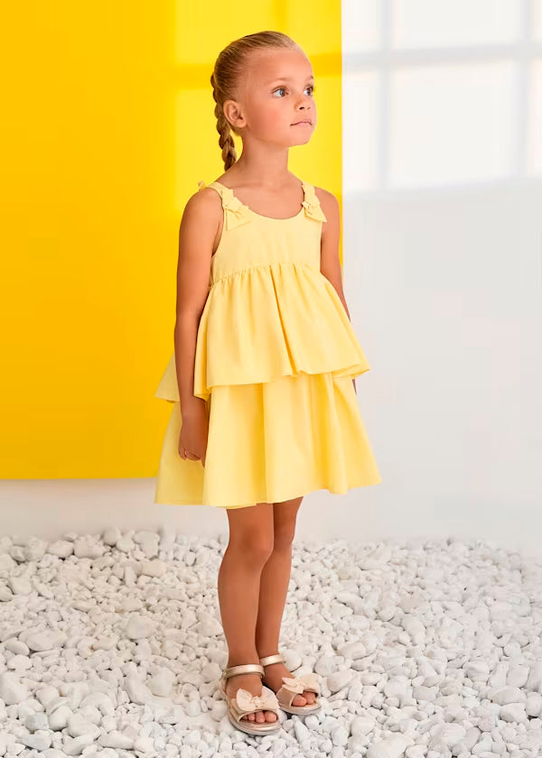 Vestido Tafetan Volantes Amarillo
