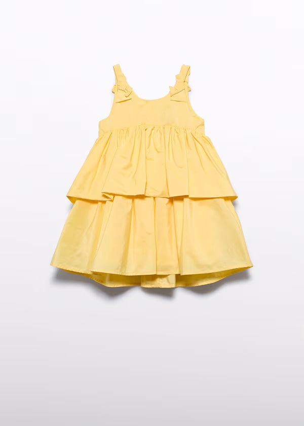 Vestido Tafetan Volantes Amarillo