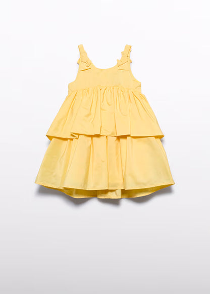 Vestido Tafetan Volantes Amarillo