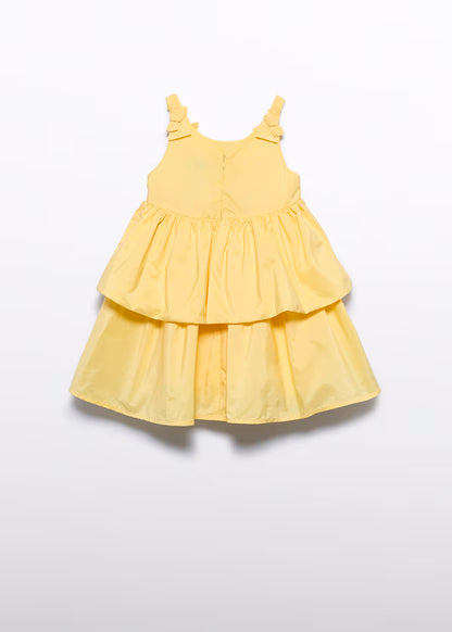Vestido Tafetan Volantes Amarillo
