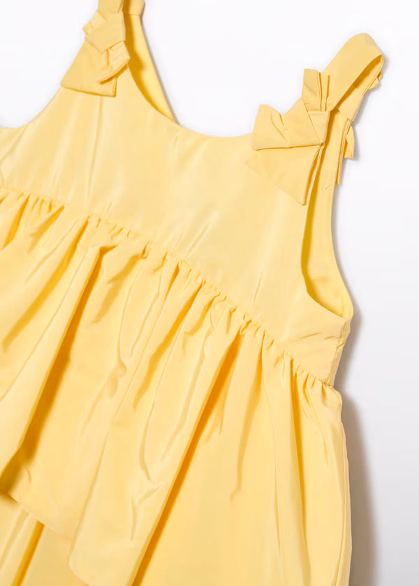Vestido Tafetan Volantes Amarillo