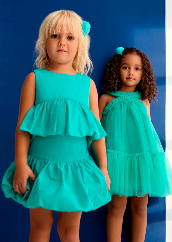 Conjunto Falda Tafetán Verde Jade