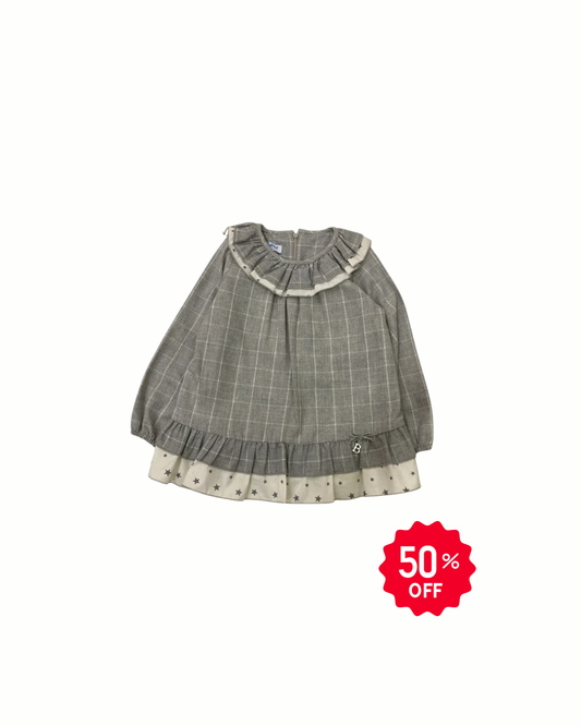 Vestido babine gris cuello redondo