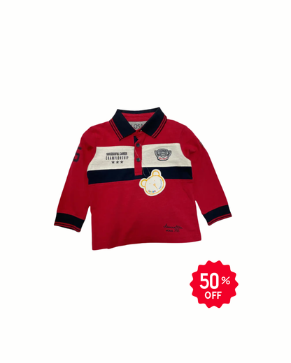 Polo roja rayas blanca y marino