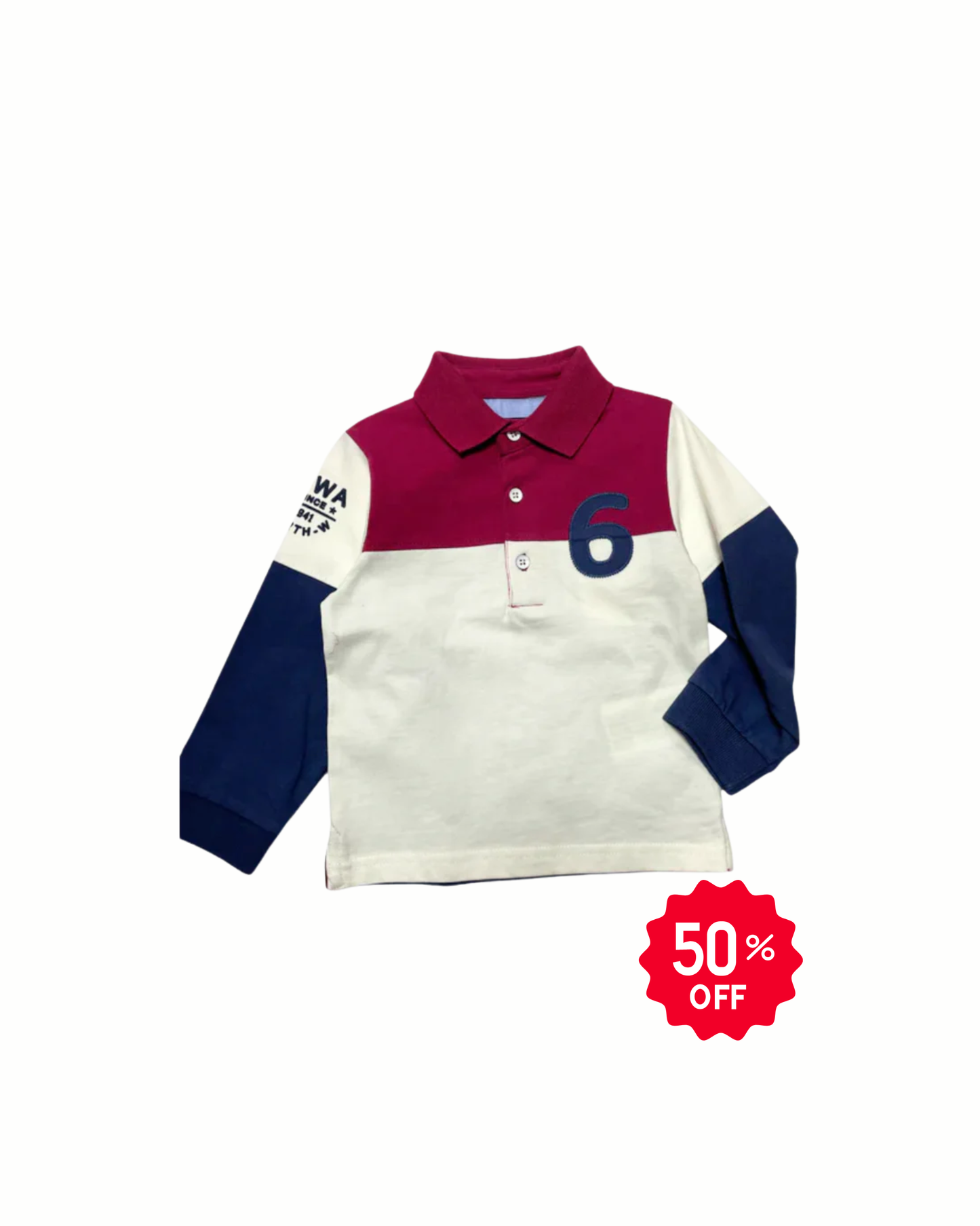 polo franjas vino marino y blanco