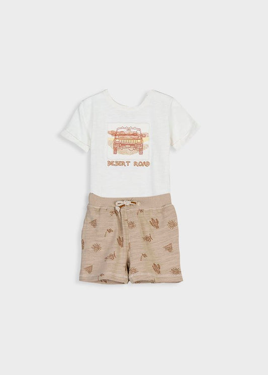 set camiseta con estampado y short algodón