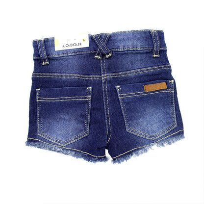 short denim corto talle alto para niña