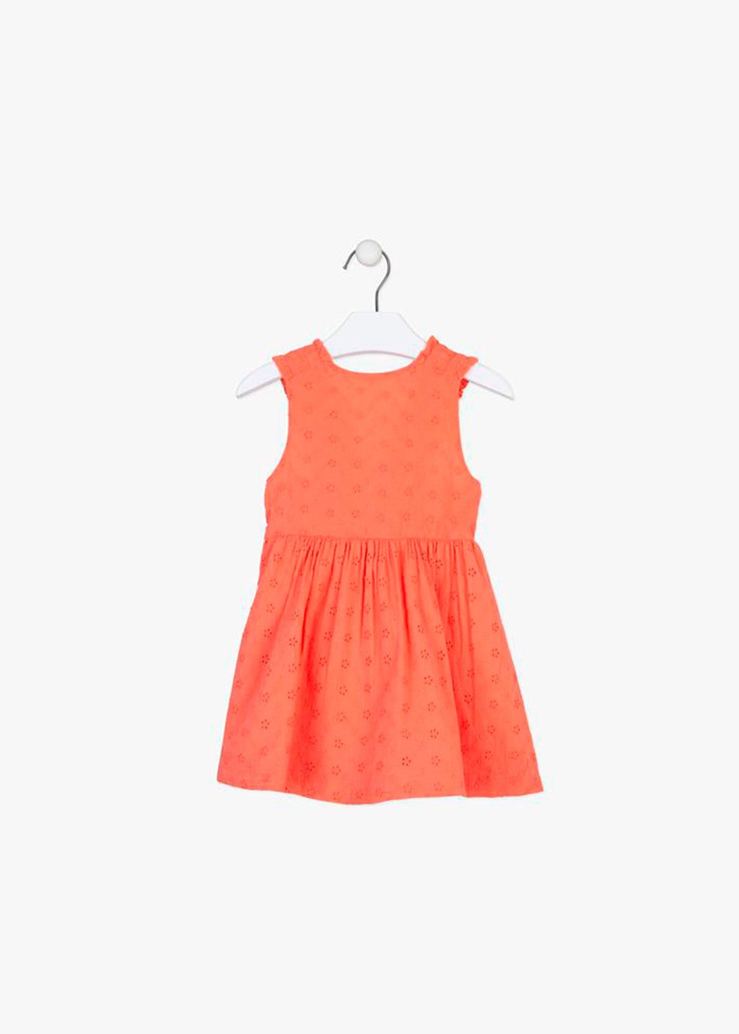 vestido naranja, cruzado de  la espalda