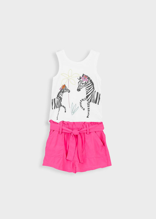 set blusa print zebras y short rosa con jareta