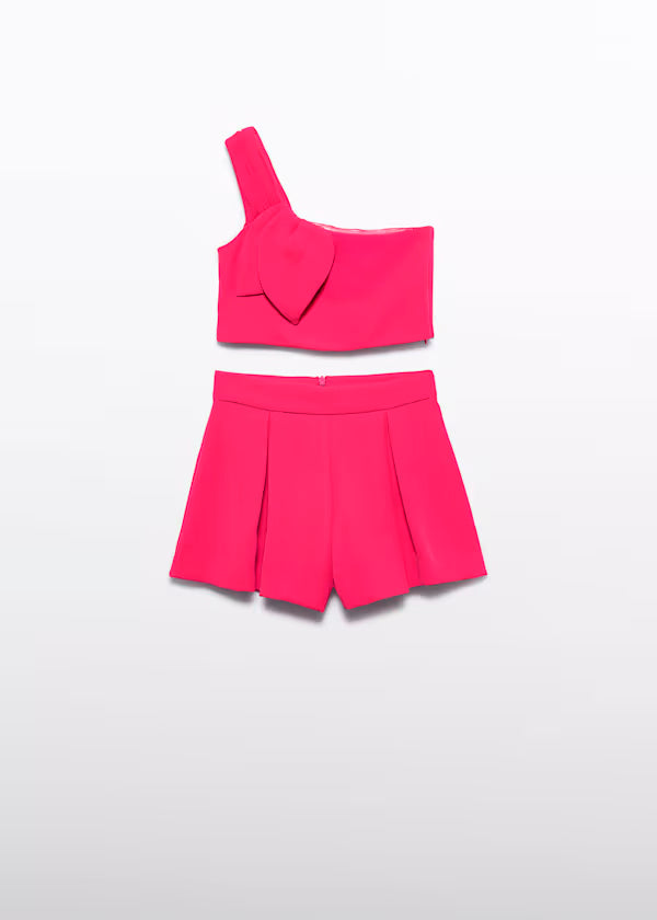 Conjunto Bermuda Asimétrico Crepe Rosa Fucsia